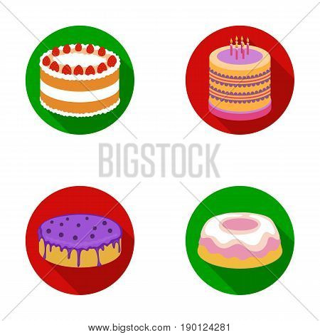 Sweetness, dessert, cream, treacle .Cakes country set collection icons in flat style vector symbol stock illustration .