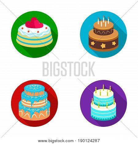 Sweetness, dessert, cream, treacle .Cakes country set collection icons in flat style vector symbol stock illustration .