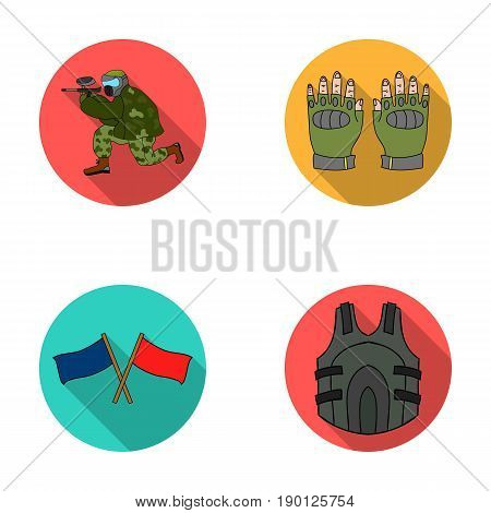 Sport, game, paintball, competition .Paintball set collection icons in flat style vector symbol stock illustration .