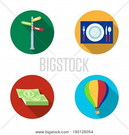 Vacation, travel, pointer, way, navigation .Rest and travel set collection icons in flat style vector symbol stock illustration .