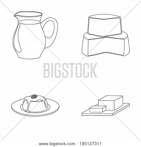 Milk, Calcium, Product, Food .Milk product and sweet set collection icons in outline style vector symbol stock illustration .