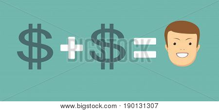 concept of money brings you happiness. Stock vector illustration for poster, greeting card, website, ad, business presentation, advertisement design.