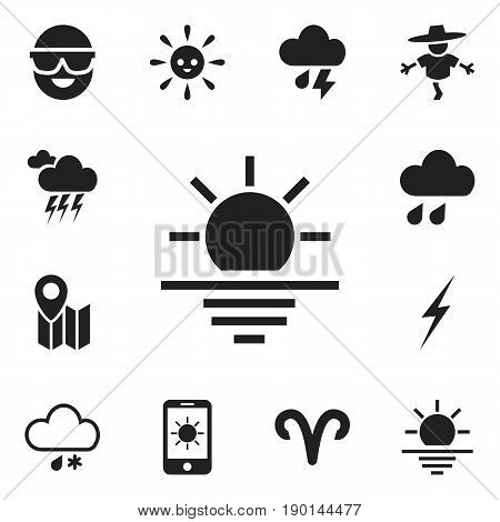 Set Of 12 Editable Air Icons. Includes Symbols Such As Bugbear, Thunderstorm, Bolt And More. Can Be Used For Web, Mobile, UI And Infographic Design.
