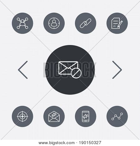 Set Of 9 Engine Outline Icons Set.Collection Of Marketing, Copyright, Stock Exchange And Other Elements.