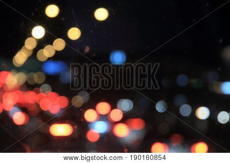 street light bokeh background and traffic jam street.