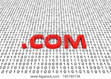 COM presented in the form of binary code, 3D illustration