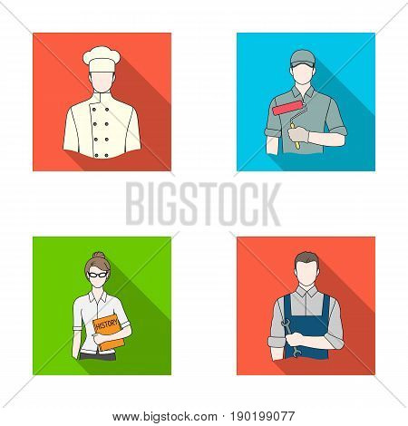 Cook, painter, teacher, locksmith mechanic.Profession set collection icons in flat style vector symbol stock illustration .