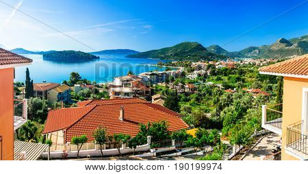 Holidays on beautiful Lefkada. Nidri bay. Ionian islands of Greece