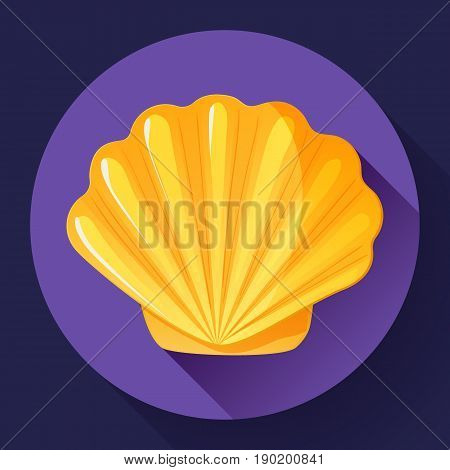 gold Sea shell icon vector shell logo template. Seafood flat icon.