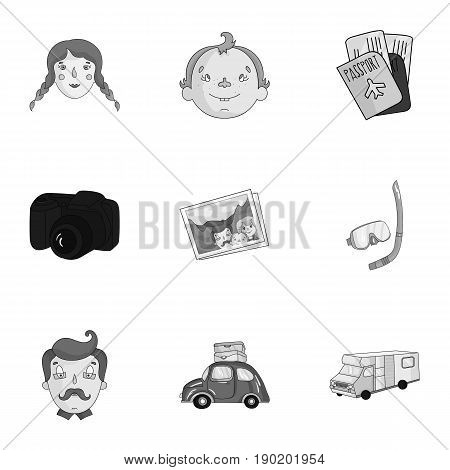 Family, family traditions, recreation. Family life.Family holiday icon in set collection on monochrome style vector symbol stock  illustration.