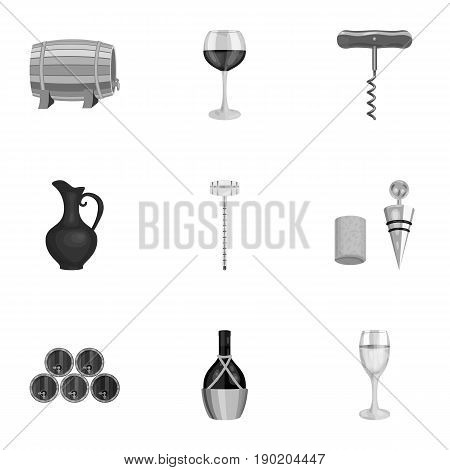 Wine products. Growing grapes, wine.Vine production icon in set collection on monochrome style vector symbol stock  illustration.
