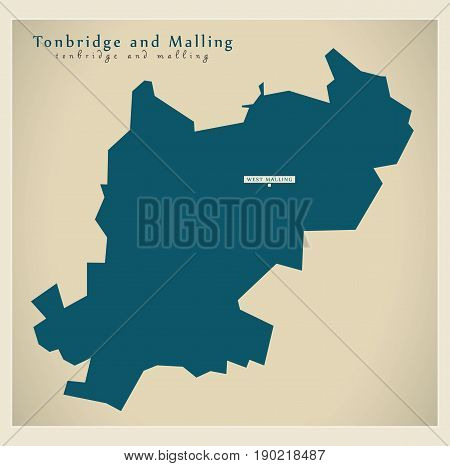 Modern Map - Tonbridge And Malling District Uk Illustration