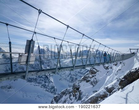 Cliff Walk Of Mount Titlis On The Swiss Alps