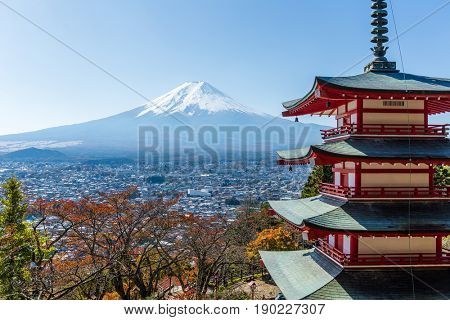 Mount Fuji and Chureito Pagoda in Japan