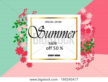 Summer Sale Banner Template Background. Vector Illustration
