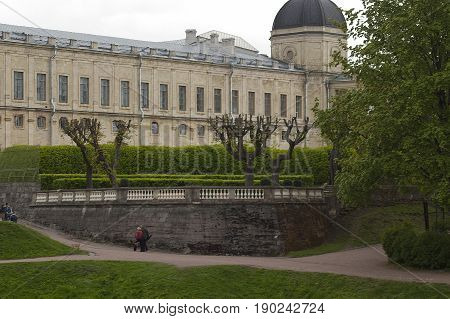 Gatchina Leningrad region Russia - June 03 2017: A fragment of the Gatchina Palace - residence of Russian emperors in the suburbs of St. Petersburg.