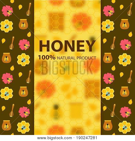 Honey and bee banner. Vector illustration of objects apiculture.