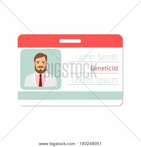 Geneticist medical specialist badge template for game design or medicine industry. Vector illustration