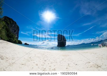 The beautiful landscape of Koh Poda (Poda Island) in Krbi province of Thailand crystal clear water.