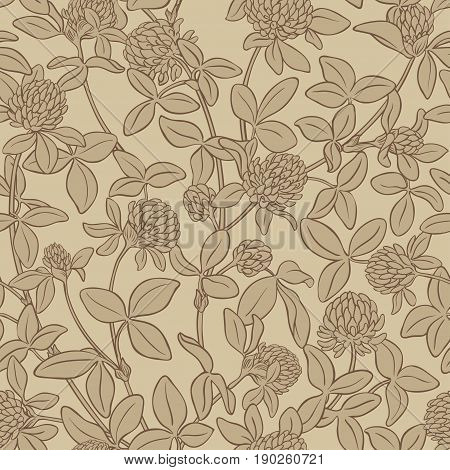 clover flowers vector pattern on color background