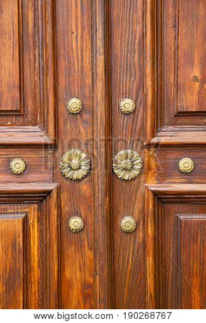 Brown Knocker In A   Closed Wood Door Crenna Gallarate Varese Italy