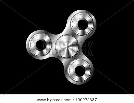 Fidget spinner icon - toy for stress relief and improvement of attention span. Filled metallic