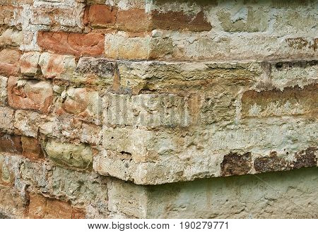Image of corner brick wall background closeup.