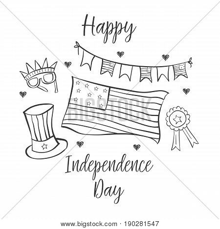 Collection style greeting card indpendence day vector art