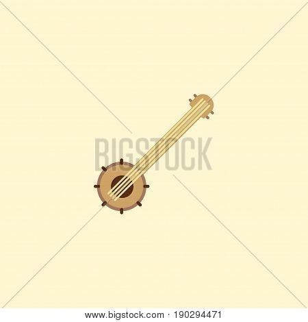 Flat Icon String Instrument Element. Vector Illustration Of Flat Icon Banjo Isolated On Clean Background. Can Be Used As Banjo, String And Instrument Symbols.