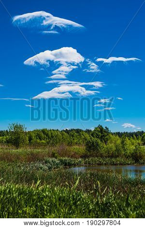 Summer blue sky view with some clouds