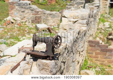 The ruins of Oradour-sur-glane the by the nazis destroyed french village in WW2