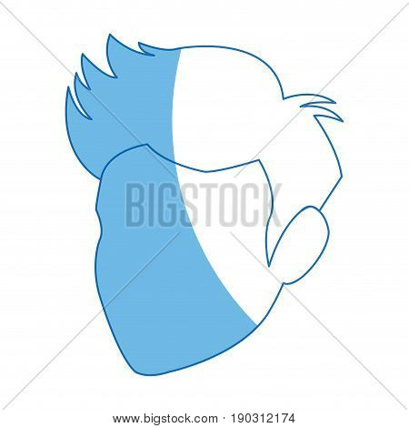 head man silhouette contour hair profile vector illustration