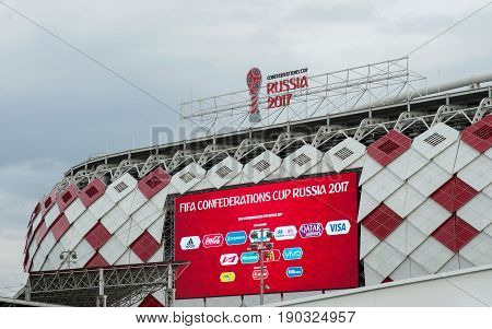 Russia, Moscow June 8, 2017  Spartak Stadium in Moscow where the matches of the FIFA Confederations Cup 2017 and the 2018 FIFA World Cup will be held.