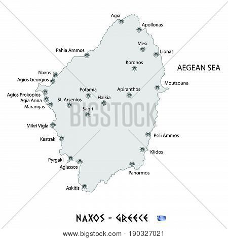Island Of Naxos In Greece White Map Illustration