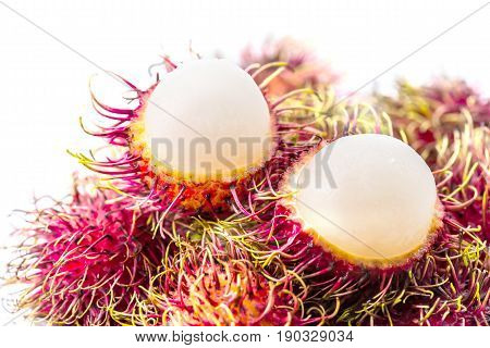 rambutan Negrito Semang sweet Thai fruit isolated on white
