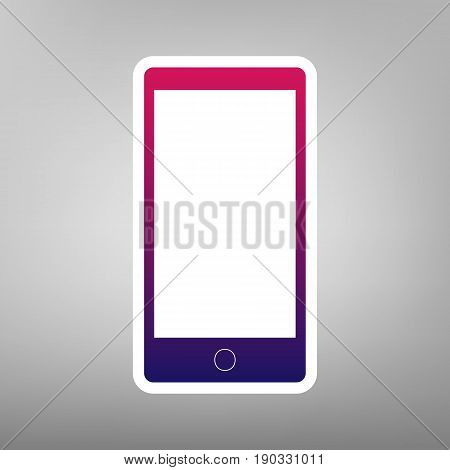Abstract style modern gadget with blank screen. Template for any content. Vector. Purple gradient icon on white paper at gray background.