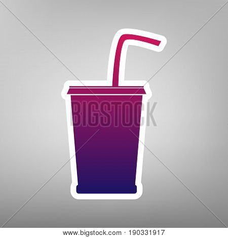 Drink sign illustration. Vector. Purple gradient icon on white paper at gray background.