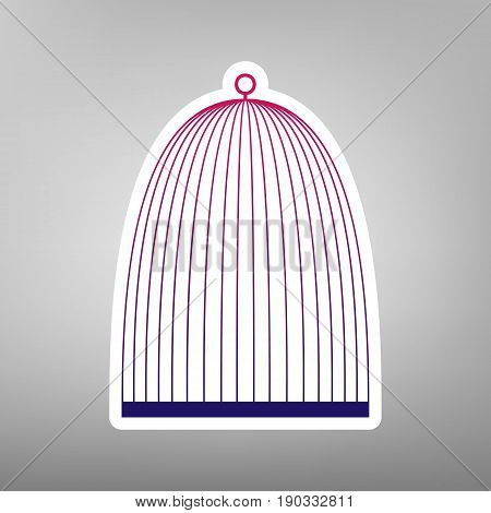 Bird cage sign. Vector. Purple gradient icon on white paper at gray background.