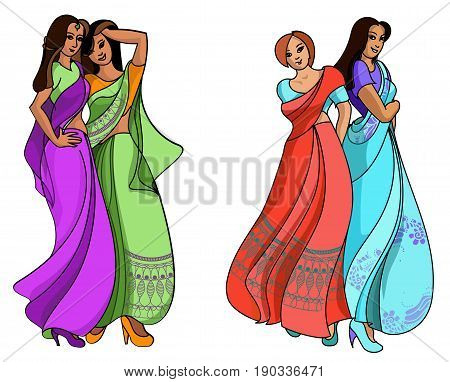Indian fashion set. Vector stock illustration for design on white background