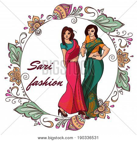 Indian fashion set. Vector stock illustration for design on white background