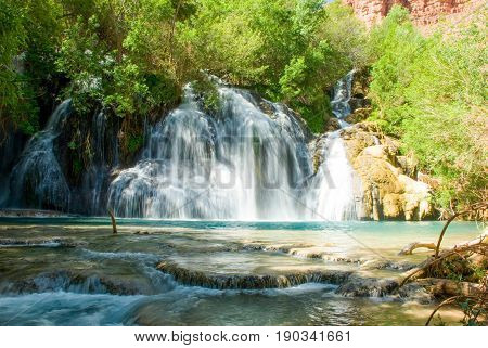 Navajo Falls Waterfall in Havasu Canyon, Arizona