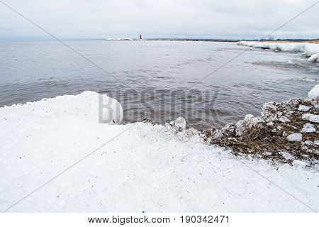 Manistique East Breakwater Lighthouse On Lake Michigan