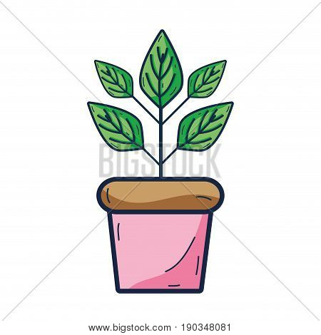plant inside flowerpot to ecology preservation vector illustration