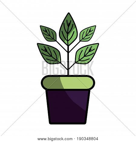 plant inside flowerpot to ecology preservation vector illustration