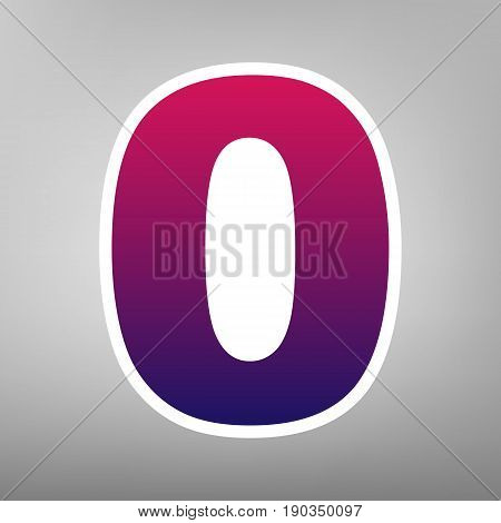 Number 0 sign design template element. Vector. Purple gradient icon on white paper at gray background.