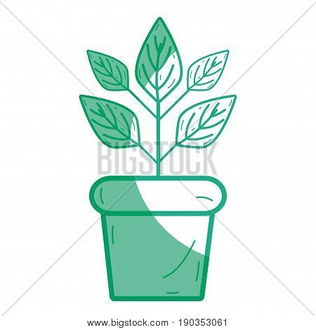 silhouette plant inside flowerpot to ecology preservation vector illustration