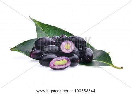jambolan plum or Java plum isolated on white background