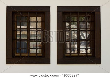 Two window in old Monastery Sv. Jovan Bigorski - Macedonia