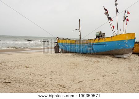 View on Sandy Baltic coast - Rewal Poland.
