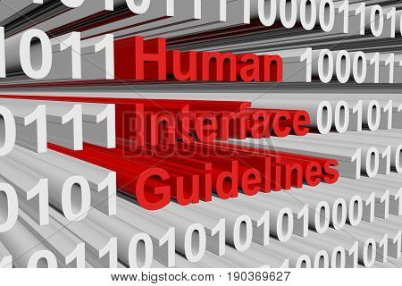Human interface guidelines in the form binary code 3D illustration